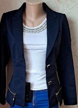 Стильний подовжений чорний та синій піджак, жакет однобортний, норма, батал10 фото