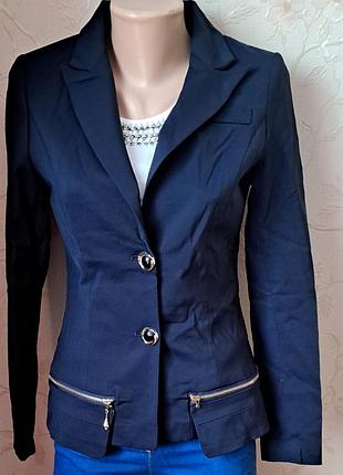 Стильний подовжений чорний та синій піджак, жакет однобортний, норма, батал 44, 46, 48, 50 розмір