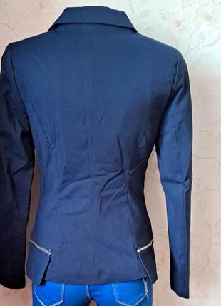 Стильный удлиненный черный и синий пиджак, жакет однобортный, норма, батал 44, 46, 48, 50 размер4 фото