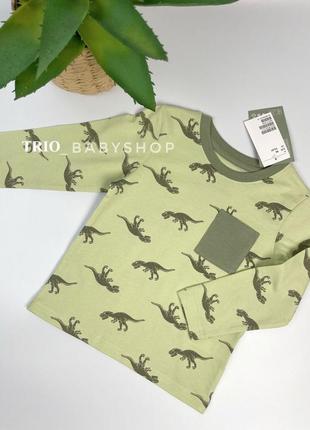 Детский  хлопковый лонгслив / реглан / кофта  h&m с дино