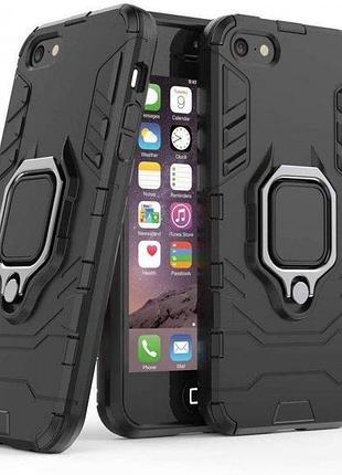 Чехол fiji ring для apple iphone se 2022 бронированный бампер с кольцом черный