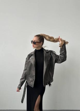 Женская куртка (осень,весная)из качественной эко кожи на подкладке. косуха удлинена хорошее качество 🔥7 фото
