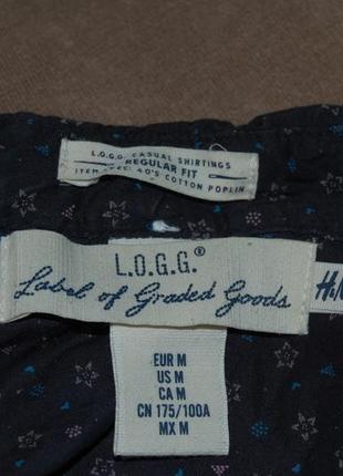 Рубашка h&m logg размер м синяя с узором c принтом2 фото