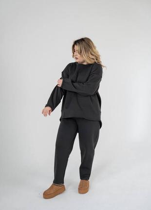 Теплый флисовый костюм. 48-62 размера. черный, серый, пудра9 фото