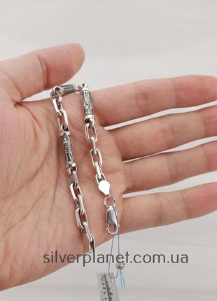 Чоловічий срібний браслет якірний зі святими. браслет на руку якірний 20 розмір срібло 9253 фото