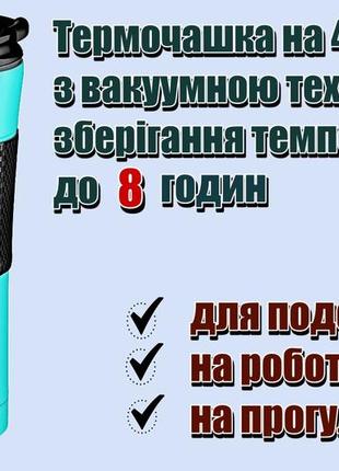 Термокружка ardesto ar2645smt, ємність 450 мл. колір бірюзовий, тіфані2 фото