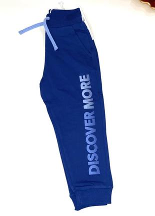 Спортивные брюки синего цвета с надписями, на утеплении на новом поясе регулируется. 100% котон2 фото