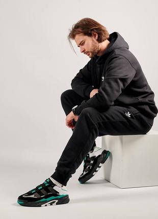 Мужские кроссовки adidas originals niteball prm black white green2 фото