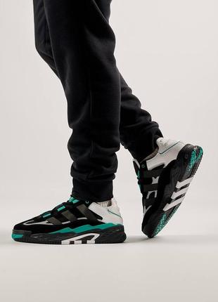 Мужские кроссовки adidas originals niteball prm black white green1 фото