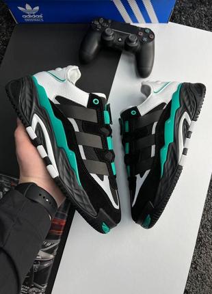 Мужские кроссовки adidas originals niteball prm black white green4 фото