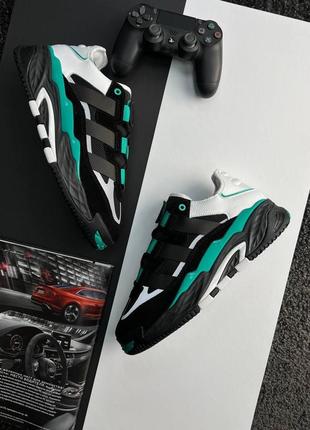 Мужские кроссовки adidas originals niteball prm black white green10 фото