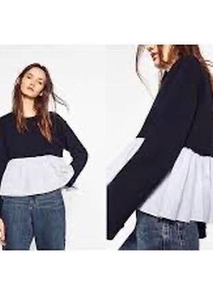 Zara джемпер світшот комбіновані тканини