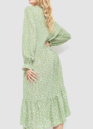 Платье свободного кроя с цветочным принтом, цвет зелёный3 фото