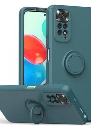 Чехол fiji holder ring для xiaomi redmi note 11 / note 11s бампер накладка с подставкой dark green