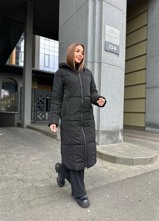 Пальто на силиконе прямое ниже колена 42-52 р-р