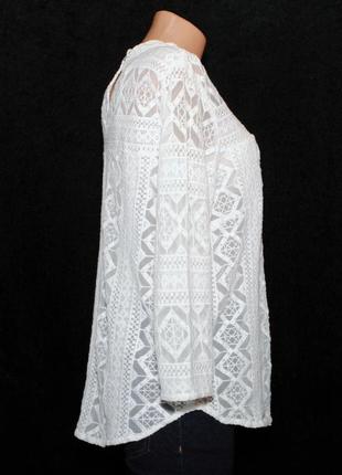 Ажурна біла блуза - туніка2 фото