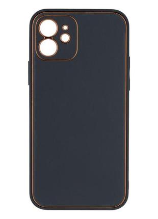 Чехол для телефона iphone 12 leather gold with frame.  цвет тёмно-серый