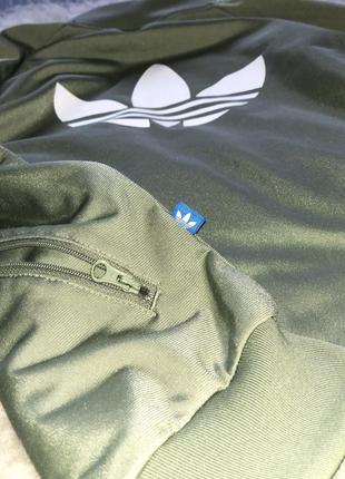 Бомбер куртка зіп кофта adidas оригінал вітровка лого логотип великий хакі манжети8 фото