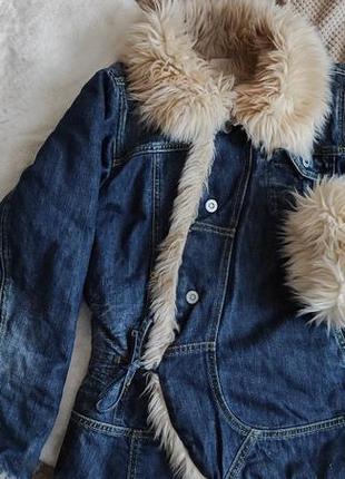 Куртка, шуба джинсовая, зимняя с мехом diesel оригинал1 фото