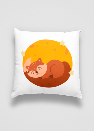Подушка декоративна з дитячим оригінальним принтом "спляче лисеня. sleeping fox" push it