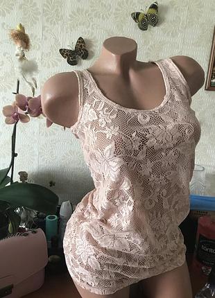 Майка мереживо, колір пудра 42-44