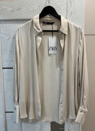 Сатиновая рубашка с поясом zara7 фото