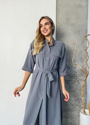 42-52р.♥️ платье рубашка с поясом, 5 цветов3 фото