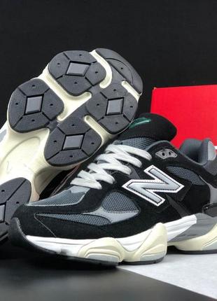 Чоловічі чорні замшеві кросівки з сіткою в стилі new balance 9060 🆕 нью баланс 9060