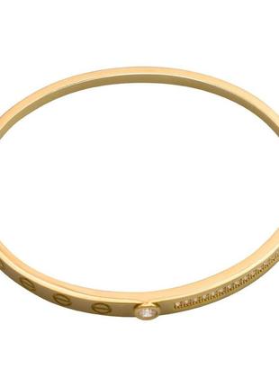 Стильный золотой браслет на руку кольцо с фианитами женский браслет в стиле картье лав из золота размер 18