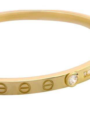 Стильный золотой браслет на руку кольцо с фианитами женский браслет в стиле картье лав из золота размер 182 фото
