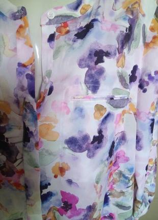 Роскошная универсальная  блуза рубашка / м/ цветочный акварельный принт