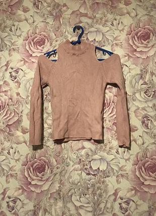 Светр рожевий у рубчик із відкритими плічками atmosphere xs