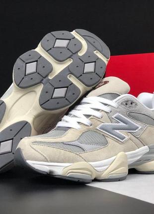 Мужские бежевые замшевые кроссовки с сеткой в стиле new balance 9060 🆕 нью баланс 9060