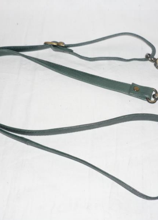 Зеленый плечевой кожаный ремень съемная ручка с карабинами на сумку2 фото