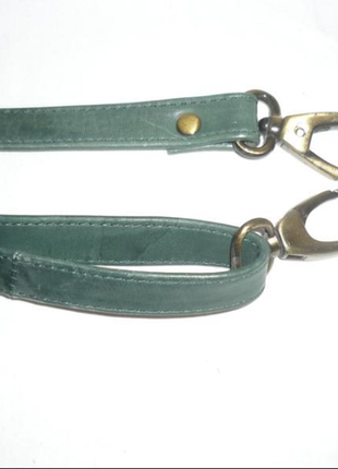 Зеленый плечевой кожаный ремень съемная ручка с карабинами на сумку5 фото