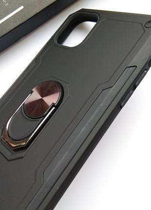 Чохол + скло для iphone 11 pro протиударний бампер з кільцем (чорний)5 фото
