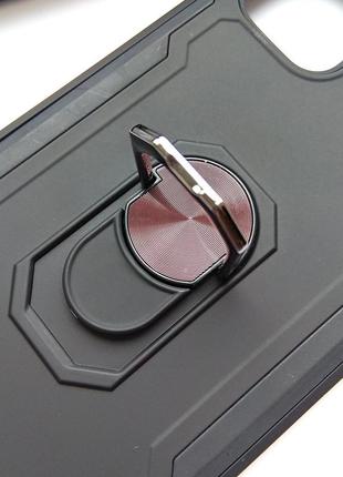 Чохол + скло для iphone 11 pro протиударний бампер з кільцем (чорний)7 фото