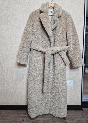 Стильное длинное пальто, шуба седди от zara, оригинал8 фото