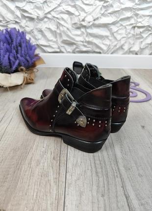 Женские кожаные ботинки казаки натуральная кожа бордовые италия размер 404 фото