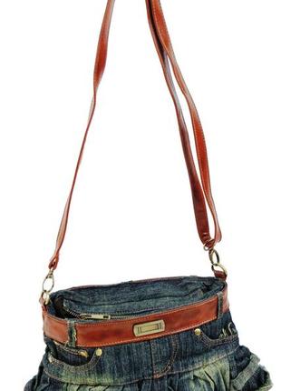 Джинсовая сумка в форме женской юбки fashion jeans bag темно-синяя