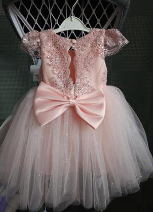 Детское пышное платье розовое вышитое праздничное красивое 80 86 92 на 9м 12м 1 год рочек 2 3 4 года 5 6 лет на день рождения нарядное7 фото