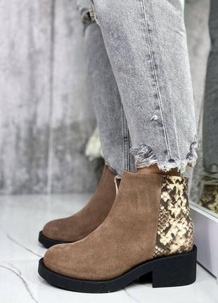 Натуральные кожаные и замшевые демисезонные и зимние ботинки цвета шоколад3 фото