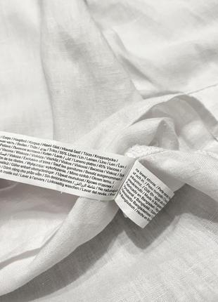 Біла блузка із льону прямого крою однотонна тканина8 фото