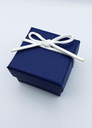 Коробочка для украшений под кольцо,кулон или серьги квадратная синяя4 фото