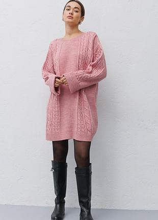 Длинный вязаный свитер туника oversize4 фото
