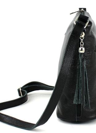 Женская кожаная сумка через плечо borsacomoda черная4 фото