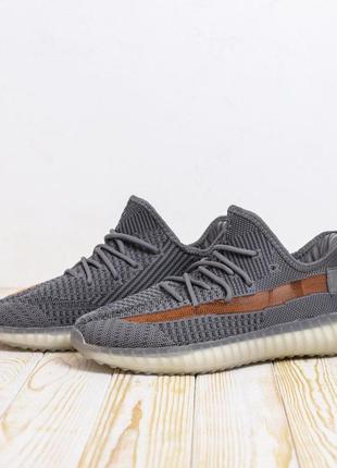 Розпродаж! adidas yeezy boost 350 сірі з помаранчевим адідас ізі текстильні легкі весняні літні демісезонні демісезон низькі7 фото