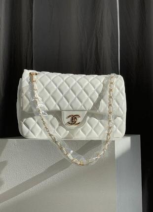 Женская сумка в стиле chanel 3.55 white gold