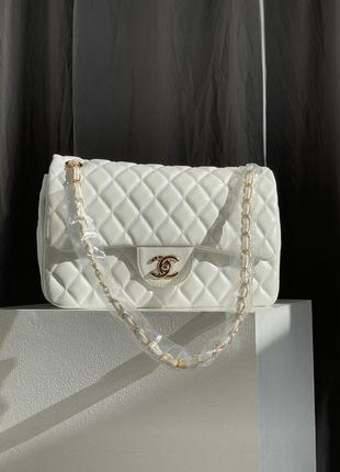 Женская сумка chanel 3.55 white gold