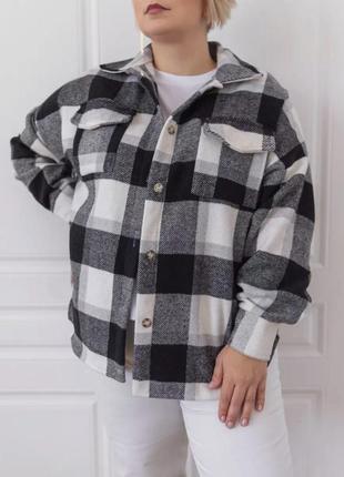 Трендовая кашемировая клетчатая рубашка / с принтом клетка